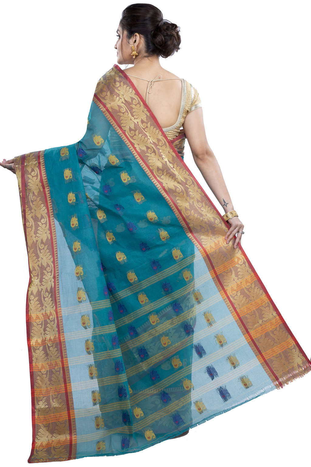 See Green Pure Cotton HasFul Tant Saree (789)